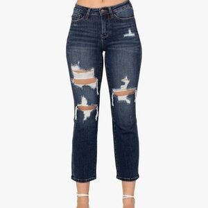 Judy Blue cropped ripped jeans.